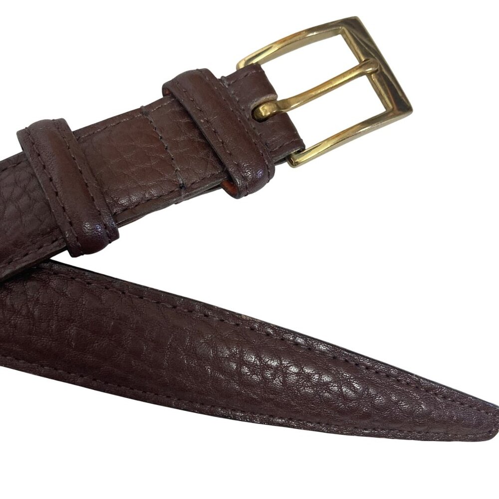 Dooney & Bourke Textured Brown Leather Belt Mens 40 Brass Buckle Made In USA